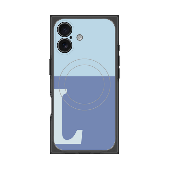 プレミアムスクエアケース with MagSafe［ オリジナル - initial two tone - L blue ］
