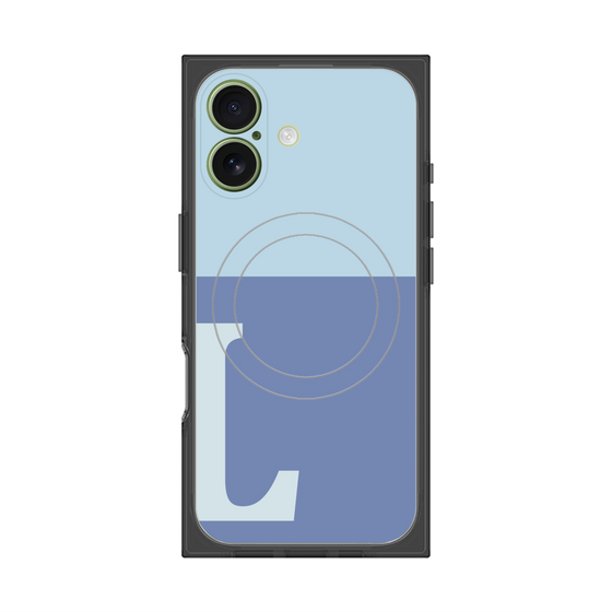 プレミアムスクエアケース with MagSafe［ オリジナル - initial two tone - L blue ］