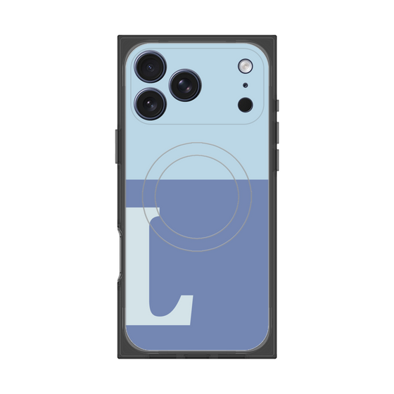 プレミアムスクエアケース with MagSafe［ オリジナル - initial two tone - L blue ］