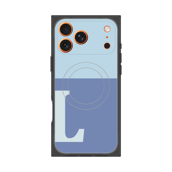 プレミアムスクエアケース with MagSafe［ オリジナル - initial two tone - L blue ］