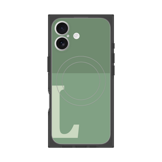 プレミアムスクエアケース with MagSafe［ オリジナル - initial two tone - L green ］