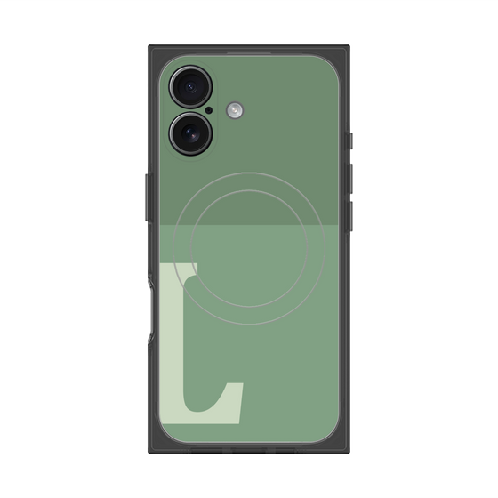 プレミアムスクエアケース with MagSafe［ オリジナル - initial two tone - L green ］