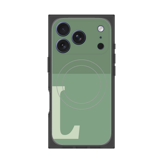 プレミアムスクエアケース with MagSafe［ オリジナル - initial two tone - L green ］
