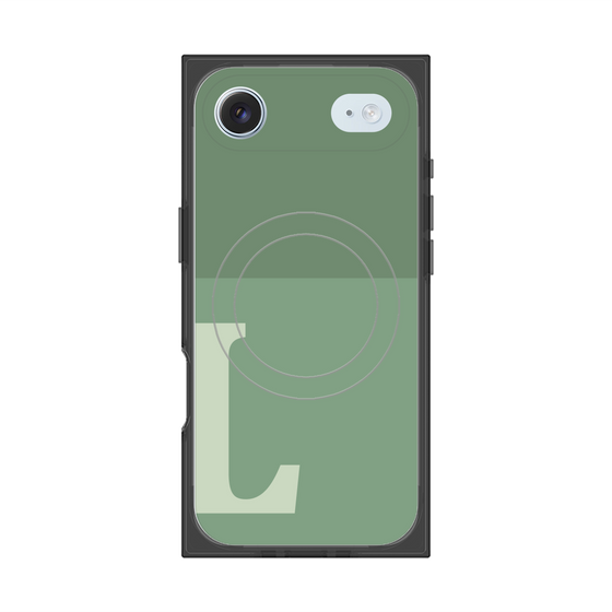プレミアムスクエアケース with MagSafe［ オリジナル - initial two tone - L green ］