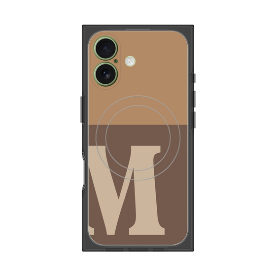プレミアムスクエアケース with MagSafe［ オリジナル - initial two tone - M brown ］