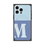 プレミアムスクエアケース with MagSafe［ オリジナル - initial two tone - M blue ］