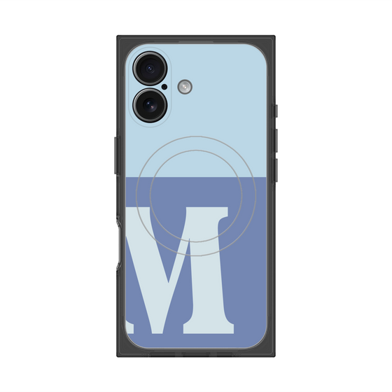 プレミアムスクエアケース with MagSafe［ オリジナル - initial two tone - M blue ］