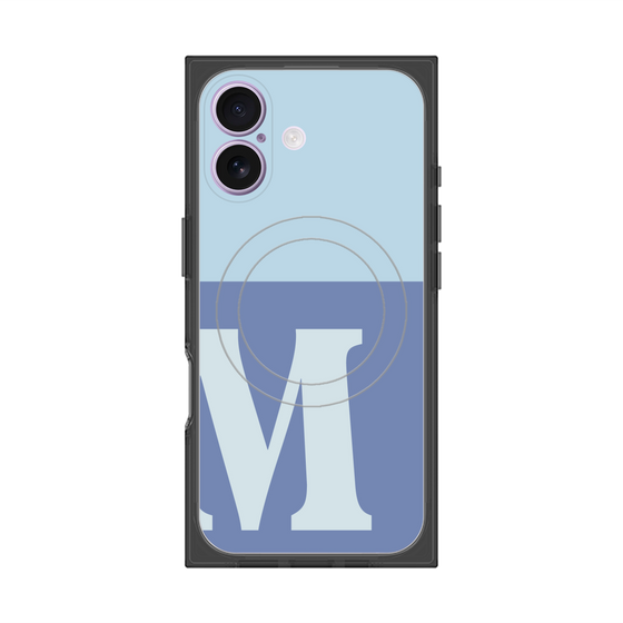 プレミアムスクエアケース with MagSafe［ オリジナル - initial two tone - M blue ］