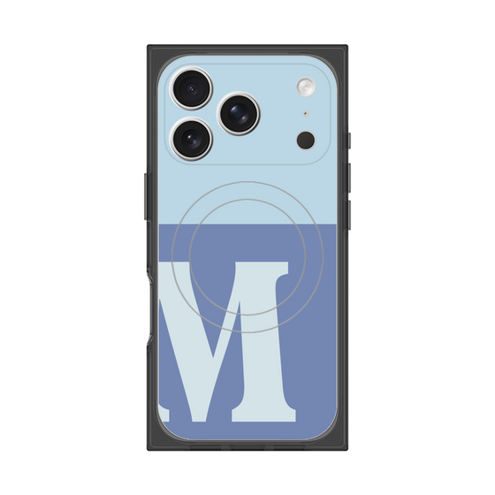 プレミアムスクエアケース with MagSafe［ オリジナル - initial two tone - M blue ］