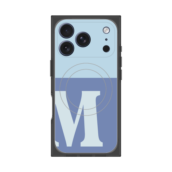 プレミアムスクエアケース with MagSafe［ オリジナル - initial two tone - M blue ］