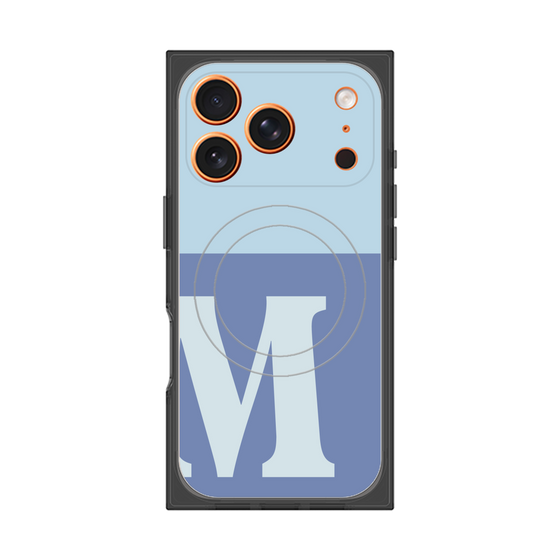 プレミアムスクエアケース with MagSafe［ オリジナル - initial two tone - M blue ］