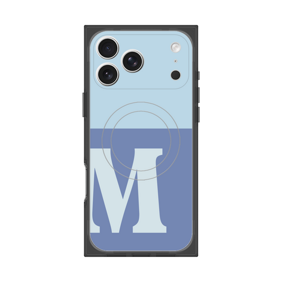 プレミアムスクエアケース with MagSafe［ オリジナル - initial two tone - M blue ］