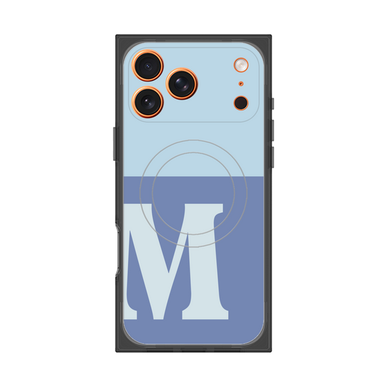 プレミアムスクエアケース with MagSafe［ オリジナル - initial two tone - M blue ］