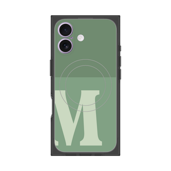 プレミアムスクエアケース with MagSafe［ オリジナル - initial two tone - M green ］