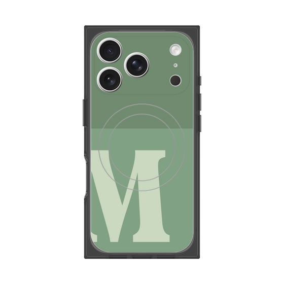 プレミアムスクエアケース with MagSafe［ オリジナル - initial two tone - M green ］