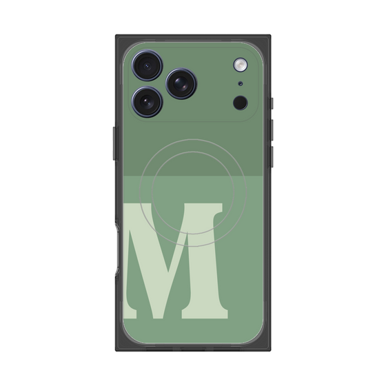 プレミアムスクエアケース with MagSafe［ オリジナル - initial two tone - M green ］