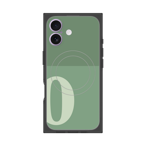 プレミアムスクエアケース with MagSafe［ オリジナル - initial two tone - O green ］