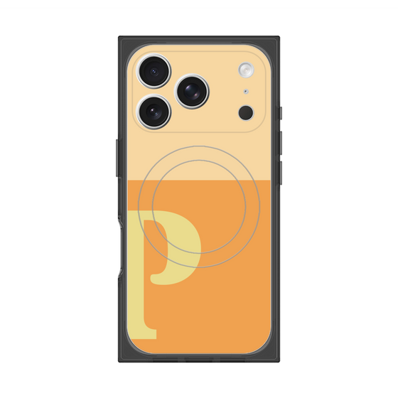 プレミアムスクエアケース with MagSafe［ オリジナル - initial two tone - P orange ］
