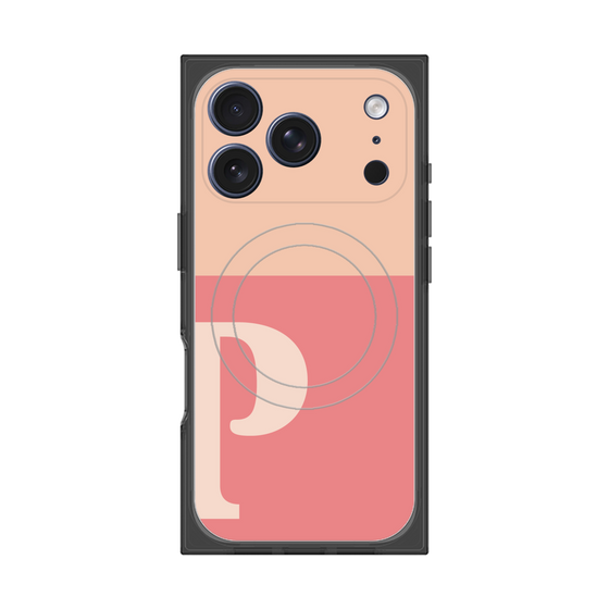 プレミアムスクエアケース with MagSafe［ オリジナル - initial two tone - P pink ］