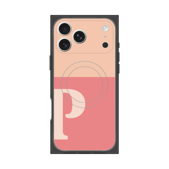 プレミアムスクエアケース with MagSafe［ オリジナル - initial two tone - P pink ］
