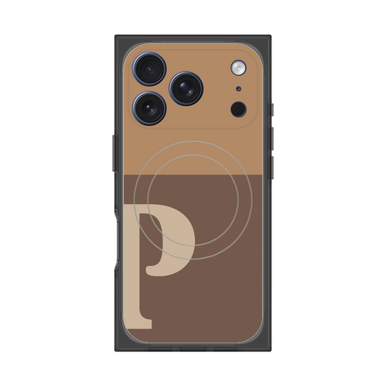 プレミアムスクエアケース with MagSafe［ オリジナル - initial two tone - P brown ］