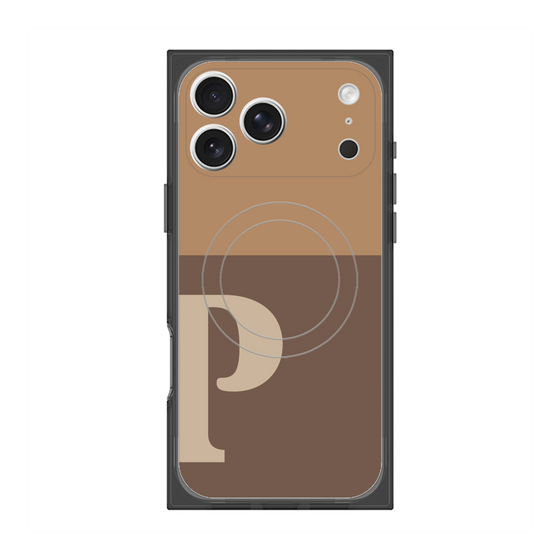 プレミアムスクエアケース with MagSafe［ オリジナル - initial two tone - P brown ］