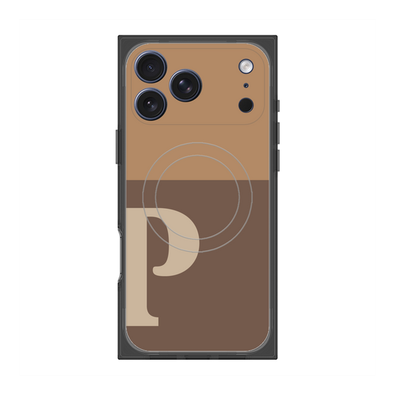 プレミアムスクエアケース with MagSafe［ オリジナル - initial two tone - P brown ］