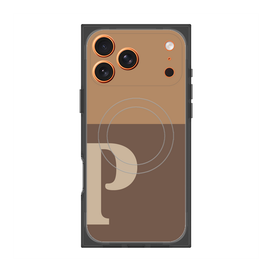 プレミアムスクエアケース with MagSafe［ オリジナル - initial two tone - P brown ］