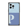 プレミアムスクエアケース with MagSafe［ オリジナル - initial two tone - P blue ］