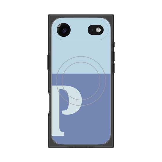 プレミアムスクエアケース with MagSafe［ オリジナル - initial two tone - P blue ］