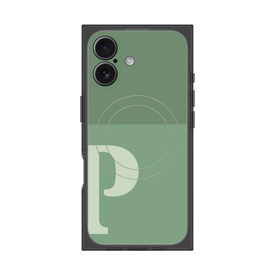 プレミアムスクエアケース with MagSafe［ オリジナル - initial two tone - P green ］