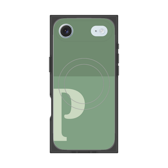 プレミアムスクエアケース with MagSafe［ オリジナル - initial two tone - P green ］