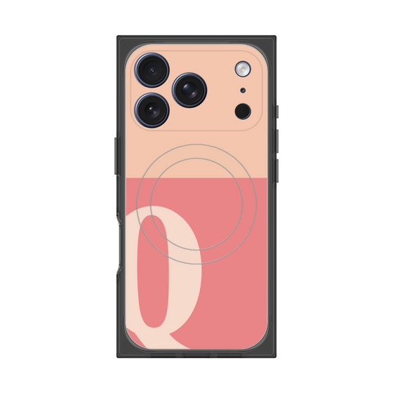 プレミアムスクエアケース with MagSafe［ オリジナル - initial two tone - Q pink ］