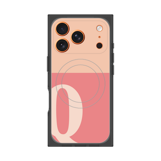プレミアムスクエアケース with MagSafe［ オリジナル - initial two tone - Q pink ］