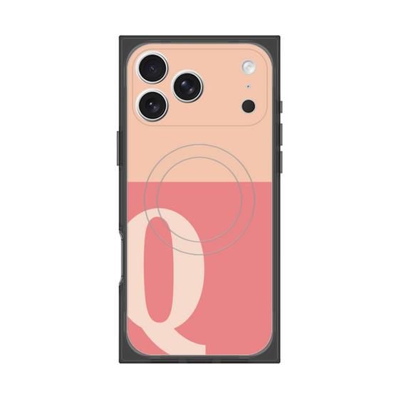 プレミアムスクエアケース with MagSafe［ オリジナル - initial two tone - Q pink ］