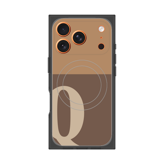 プレミアムスクエアケース with MagSafe［ オリジナル - initial two tone - Q brown ］
