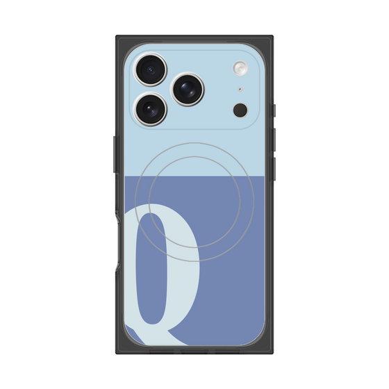 プレミアムスクエアケース with MagSafe［ オリジナル - initial two tone - Q blue ］