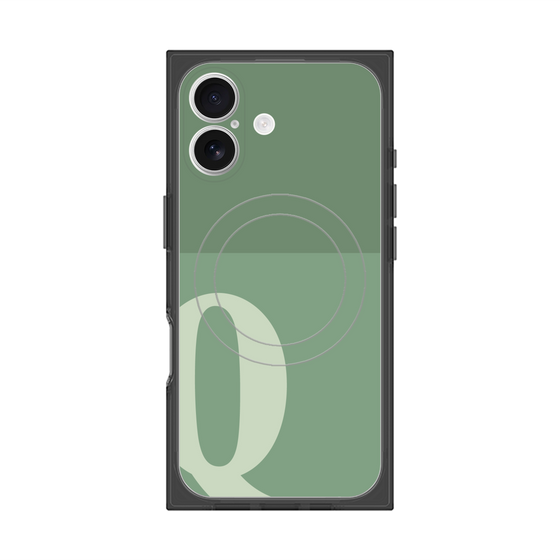 プレミアムスクエアケース with MagSafe［ オリジナル - initial two tone - Q green ］