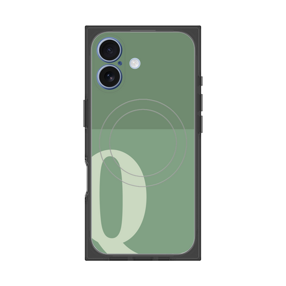 プレミアムスクエアケース with MagSafe［ オリジナル - initial two tone - Q green ］