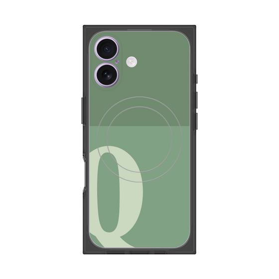 プレミアムスクエアケース with MagSafe［ オリジナル - initial two tone - Q green ］