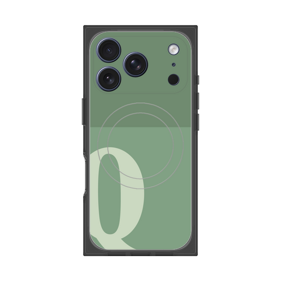 プレミアムスクエアケース with MagSafe［ オリジナル - initial two tone - Q green ］