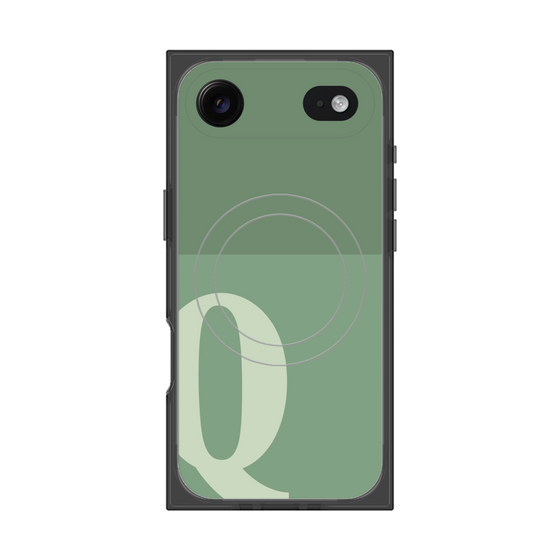 プレミアムスクエアケース with MagSafe［ オリジナル - initial two tone - Q green ］