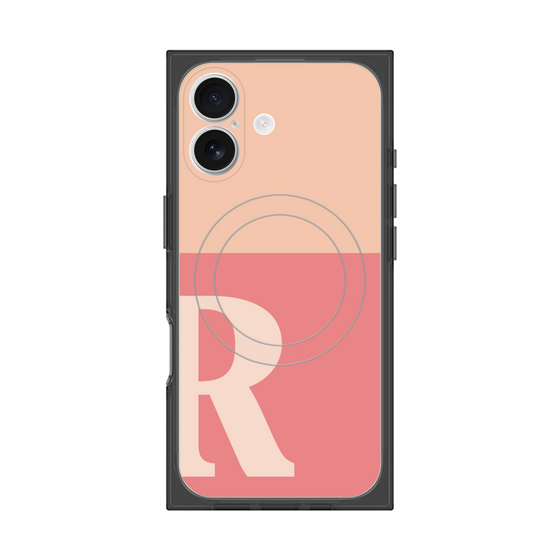 プレミアムスクエアケース with MagSafe［ オリジナル - initial two tone - R pink ］