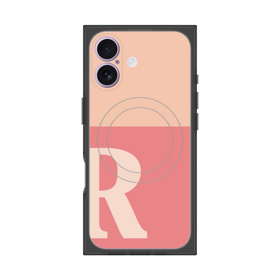プレミアムスクエアケース with MagSafe［ オリジナル - initial two tone - R pink ］