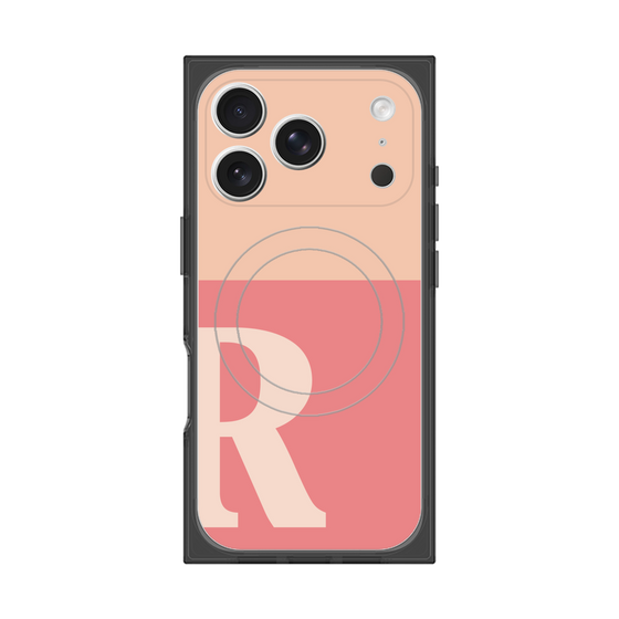 プレミアムスクエアケース with MagSafe［ オリジナル - initial two tone - R pink ］