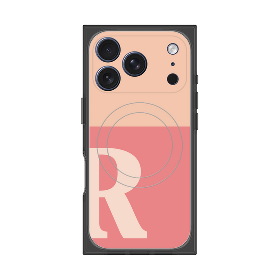 プレミアムスクエアケース with MagSafe［ オリジナル - initial two tone - R pink ］