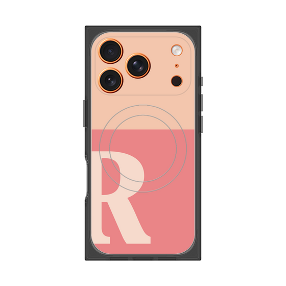 プレミアムスクエアケース with MagSafe［ オリジナル - initial two tone - R pink ］