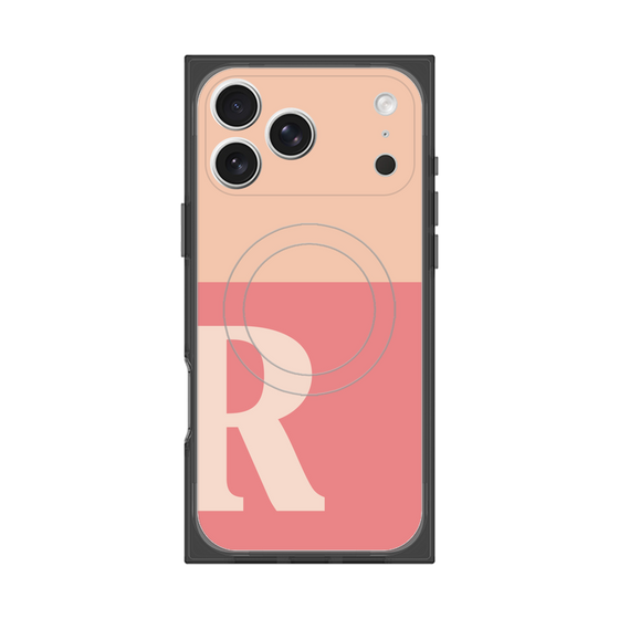 プレミアムスクエアケース with MagSafe［ オリジナル - initial two tone - R pink ］