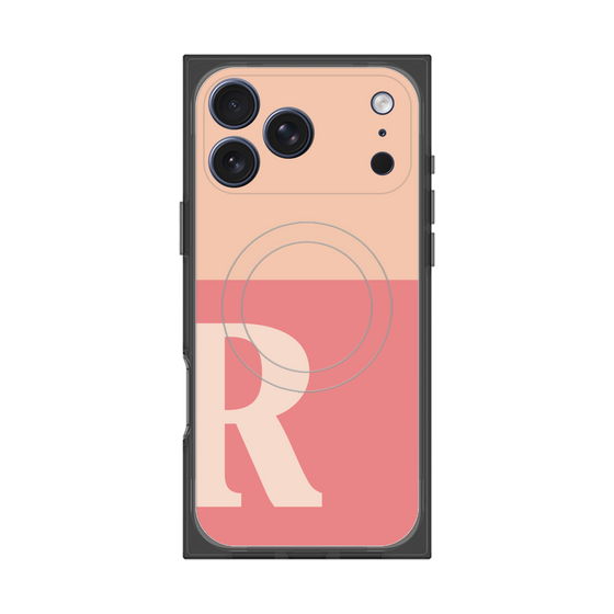 プレミアムスクエアケース with MagSafe［ オリジナル - initial two tone - R pink ］