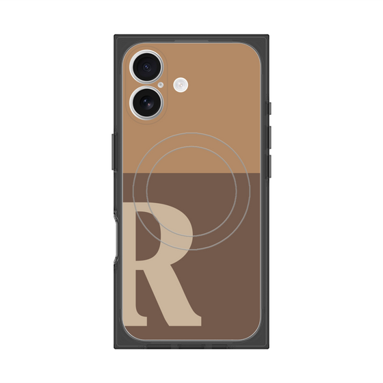 プレミアムスクエアケース with MagSafe［ オリジナル - initial two tone - R brown ］